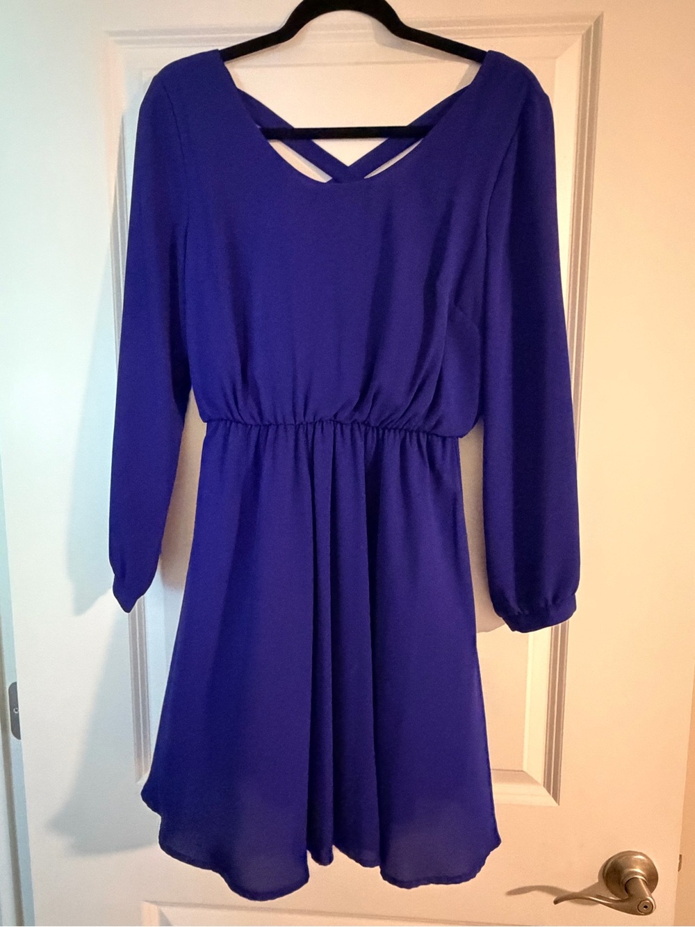 miami Cobalt Blue Long Sleeve Fit-and-Flare Dress